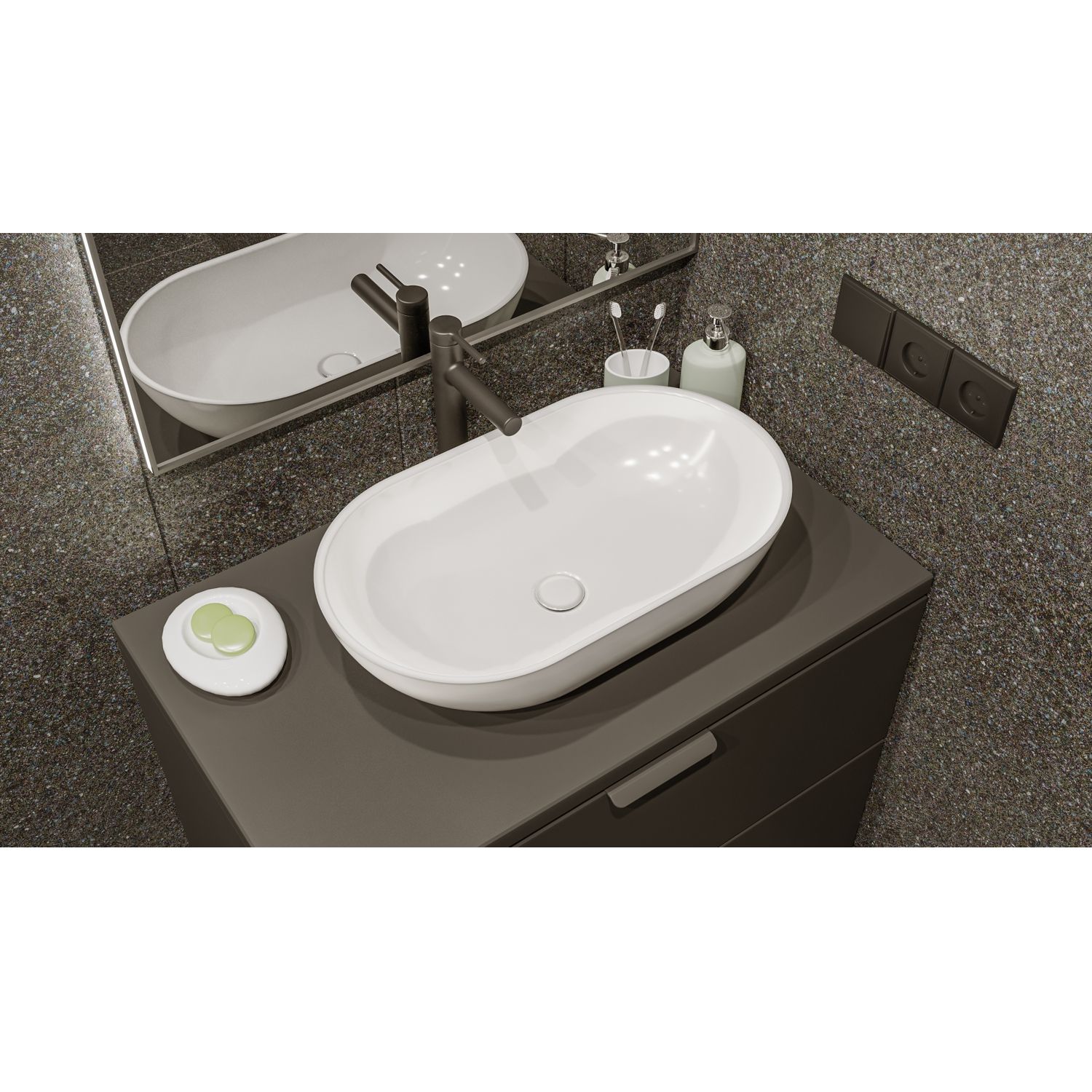 Умывальник WHITECROSS Amber 60x35 (белый глянец) иск. камень