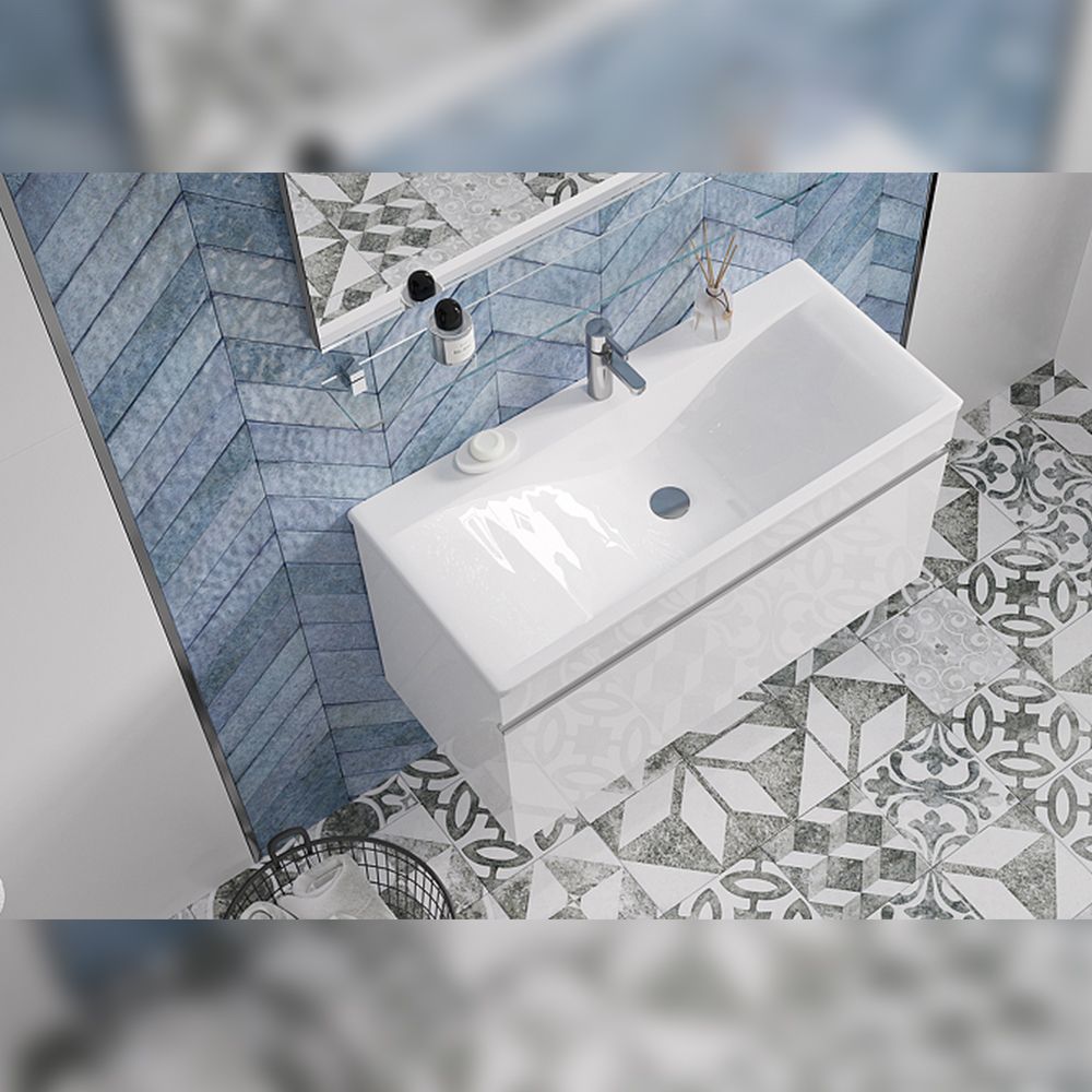 Тумба под раковину подвесная Velvex Pulsus tp.PUL.PUL.100.1Y белый глянец, 100 см, артикул tp.PUL.PUL.100.1Y белый глянец