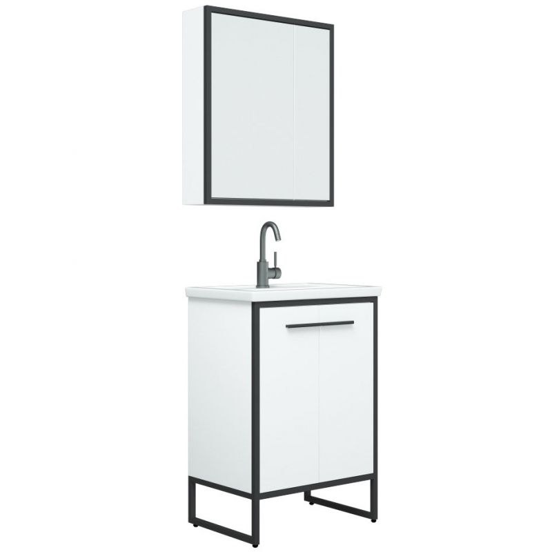 Зеркало-шкаф "Айрон 60", черный/белый