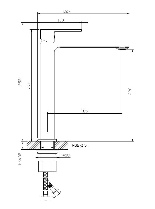 Смеситель для раковины высокий DQ Dortmund графит (DA1712006), артикул DA1712006