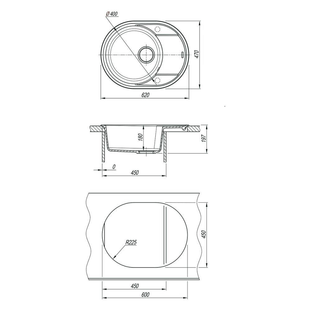 Кухонная мойка Lemark LACHA 620 врезная овальная с крылом из кварцгранита цвет: Жасмин  (9910052), артикул 9910052