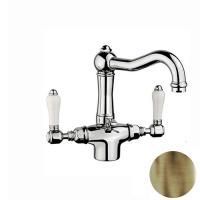 Nicolazzi P.M.Blanc Смеситель для раковины с 2мя ручками, на 1 отв., с донным клапаном, излив 165мм, цвет: бронза