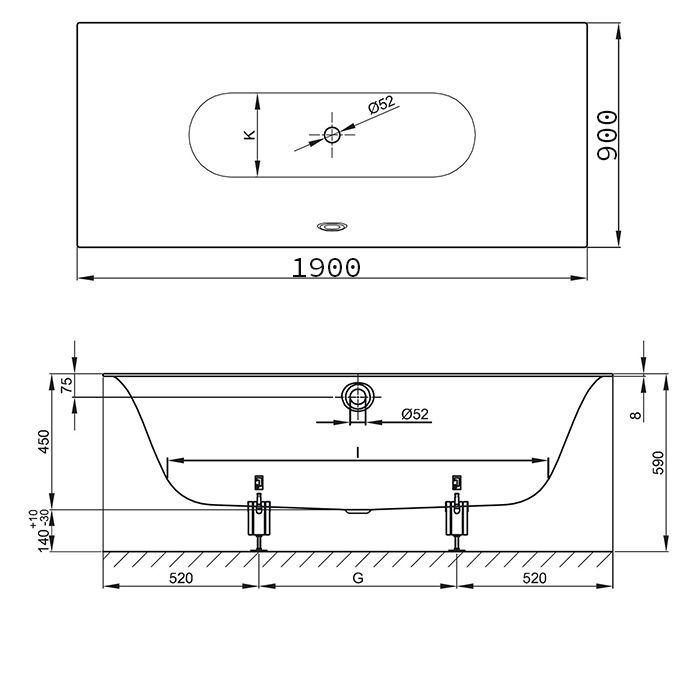 Опора для ванны, Bette, универсальная, комплект-2 штуки, артикул B23-1500