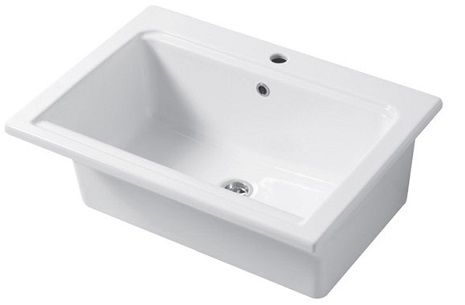 DС Landscape SCOTLAND, накладная и встраиваемая постирочная раковина 71х51хh28 см, c 1 отверстием, цвет белый глянцевый