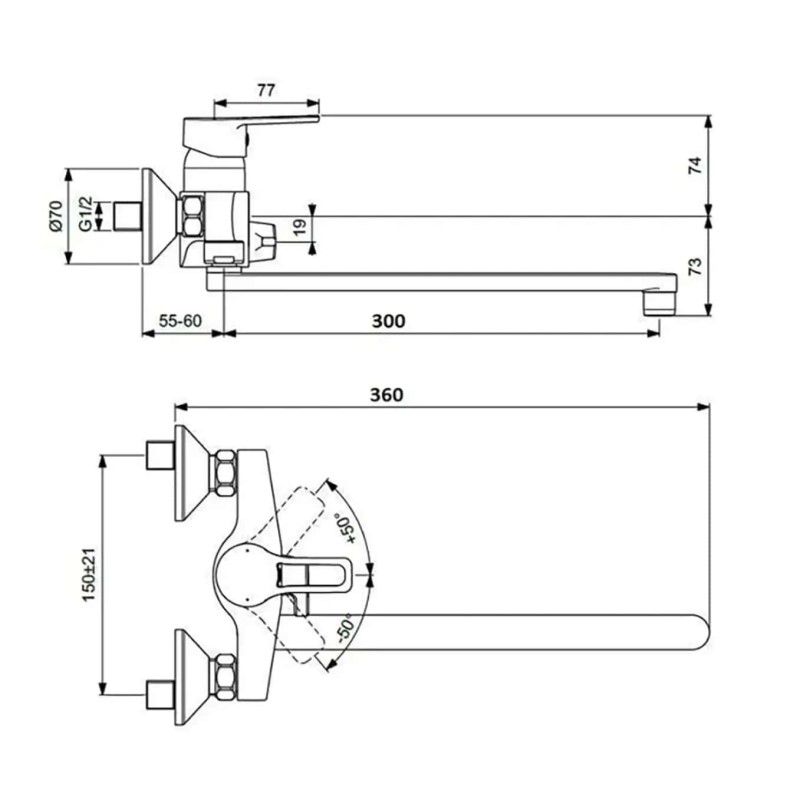 Смеситель для ванны D-Lin D147452-6, хром