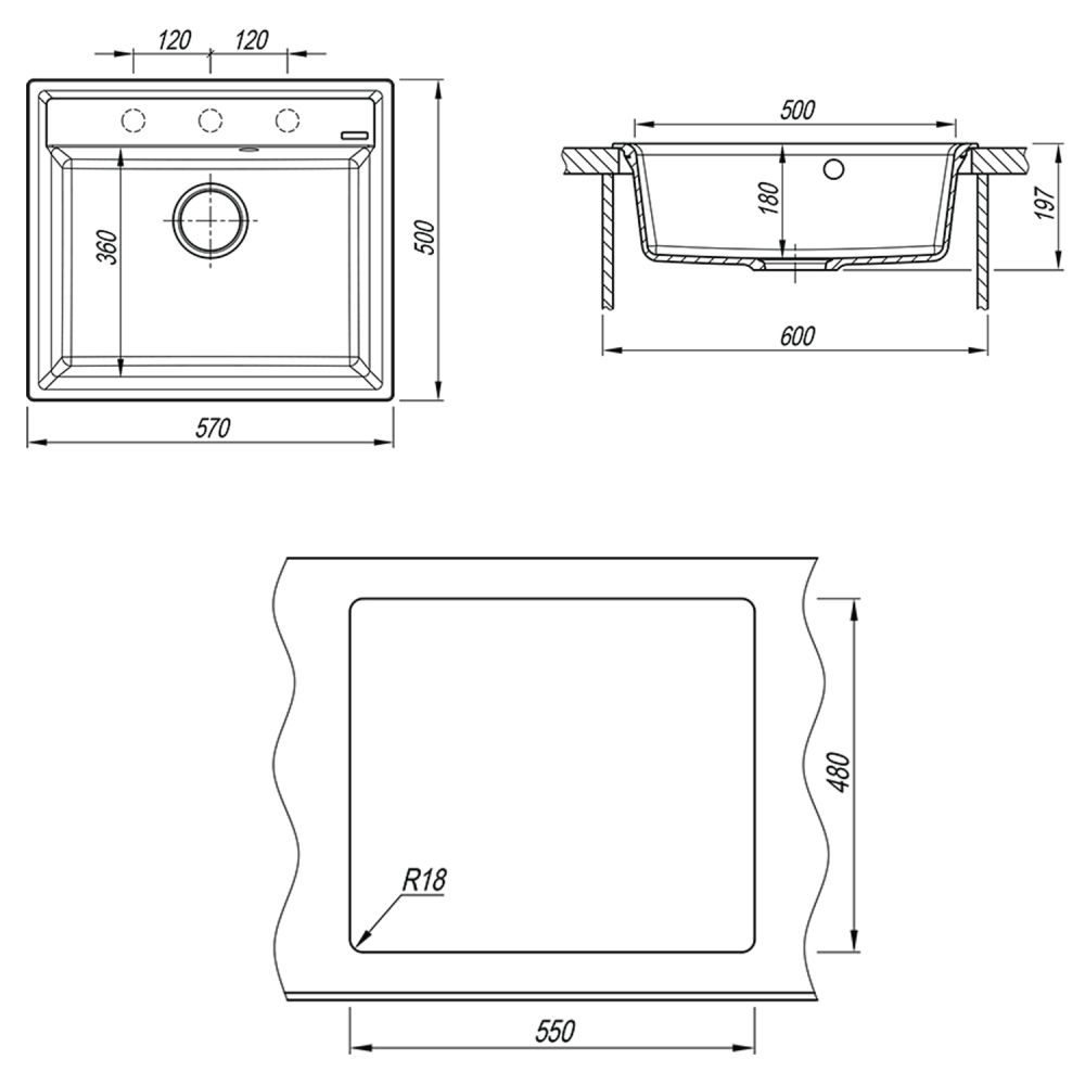 Кухонная мойка Florentina КОНСУЛ 23.020.D0570.307, серый шёлк, артикул 23.020.D0570.307