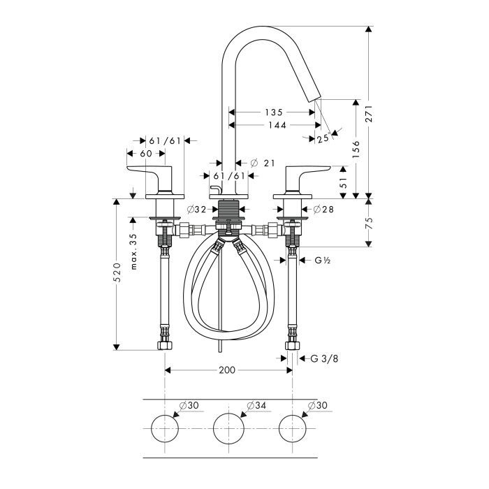 AX Citterio M Смеситель для раковины , цвет шлифованное красное золото AX Citterio M Смеситель для раковины , цвет шлифованное красное золото