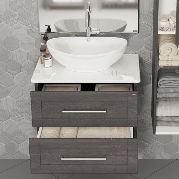 Тумба с раковиной СанТа Венера 70 221010 подвесная Дуб шале графит Тумба с раковиной СанТа Венера 70 221010 подвесная Дуб шале графит