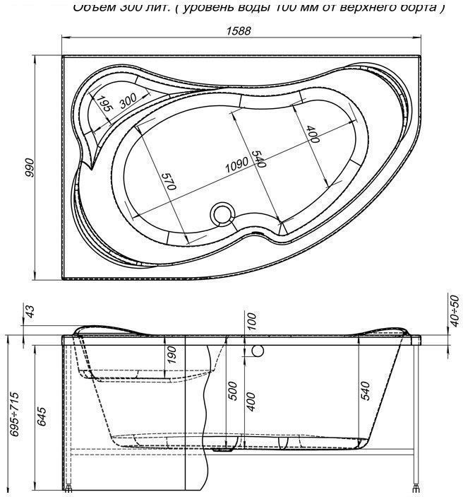 Акриловая ванна Aquanet Capri 160x100 L Акриловая ванна Aquanet Capri 160x100 L