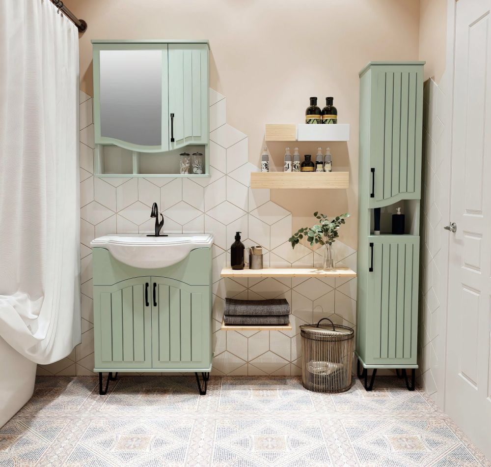 Тумба Runo Марсель 65 мята под умывальник УТ000003755 (Классик 65) (00-00001217), артикул 00-00001217