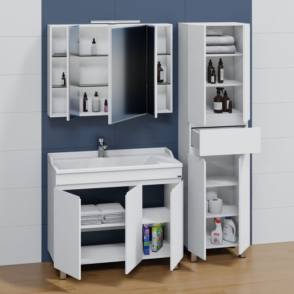 Тумба для умыв. "Марс 100" 3 дверки напол. (ум. Сириус 100 литой мрамор)