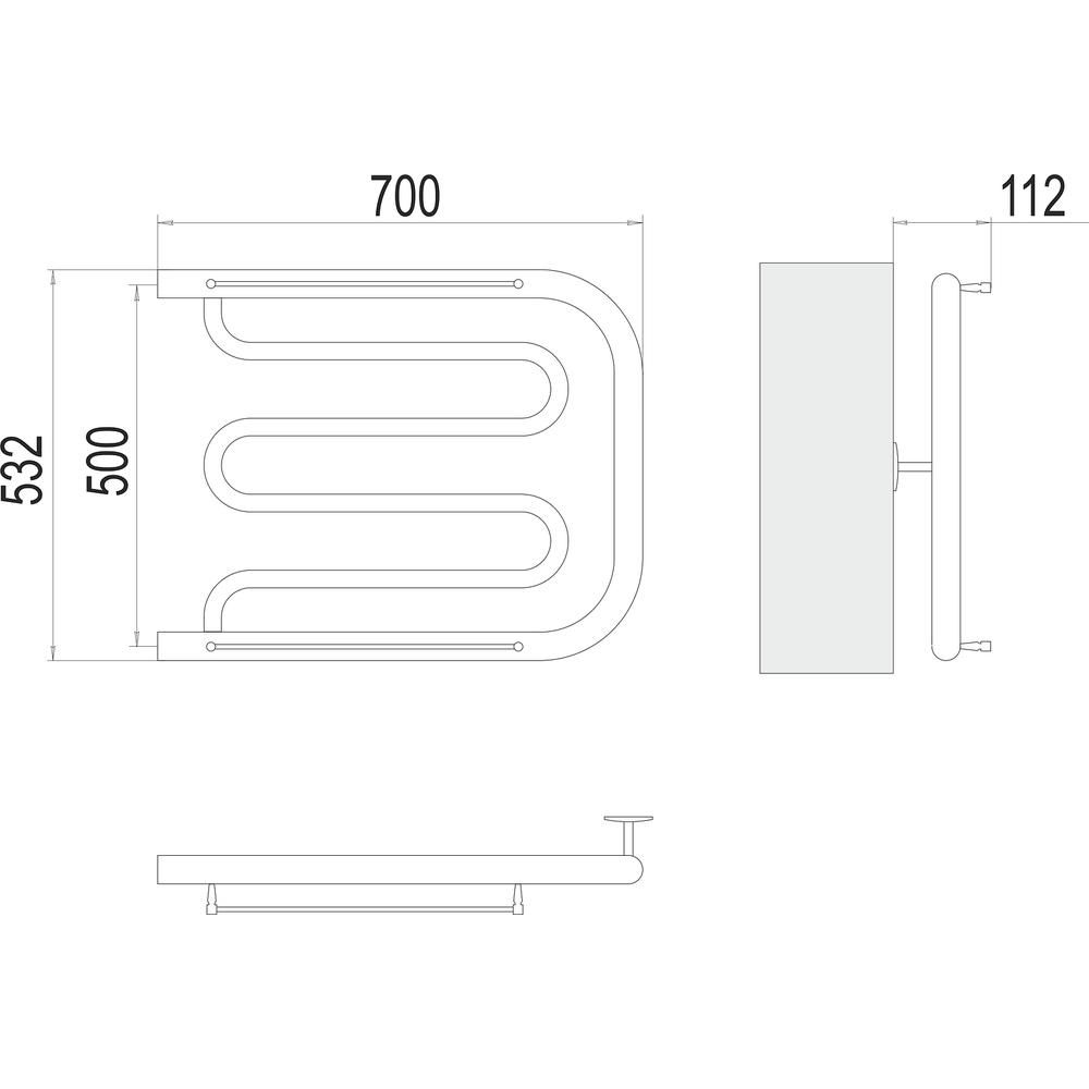 Полотенцесушитель водяной Terminus Фокстрот (1") БШ 50х70, артикул 4620768881077