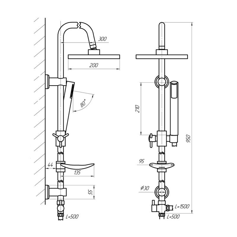 Душевая стойка Сантаком stOmega 1006, хром