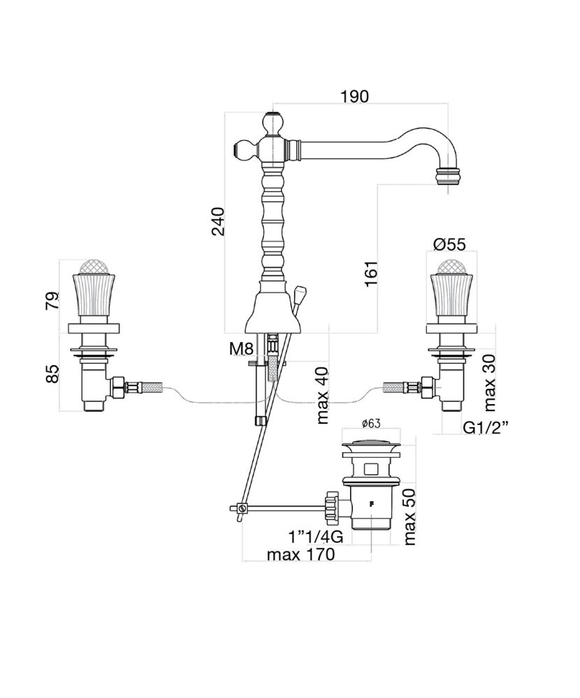 Смеситель для раковины Fiore VENERE SKY (SWAROVSKI®) 13CO0637, хром/золото, артикул 13CO0637