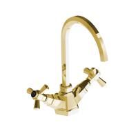 Stella Eccelsa Смеситель для раковины на 1 отверстие 3217, с донным клапаном, цвет: золото 24К