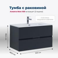 Тумба под раковину Aquanet Алвита New 100 2 ящика, антрацит Тумба под раковину Aquanet Алвита New 100 2 ящика, антрацит