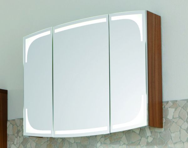 Puris Classic Line, зеркальный шкаф с LED подсветкой 900 мм, цвет белый высокоглянцевый