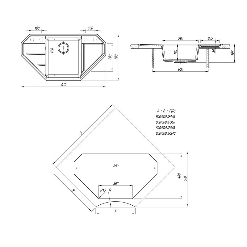 Кухонная мойка Dr. Gans КРОНА 29.040.D0910.411, графит, артикул 29.040.D0910.411