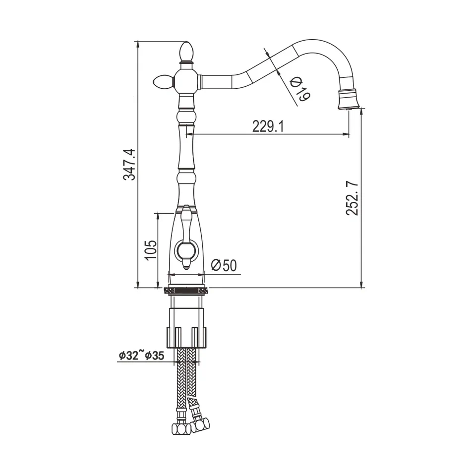 Смеситель для кухни Rose R158, хром