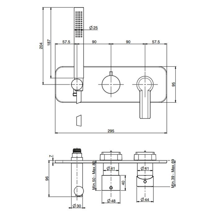 Fima Carlo Frattini Mast Смеситель для душа, встраиваемый, на 2 источника с ручным душем, цвет: чёрный матовый Fima Carlo Frattini Mast Смеситель для душа, встраиваемый, на 2 источника с ручным душем, цвет: чёрный матовый