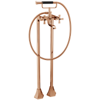 CISAL Cherie Напольный смеситель для ванны двухрычажный, с душевым комплектом, цвет розовое золото/черный