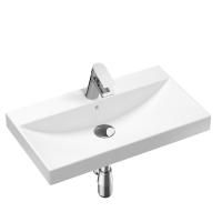 Комплект 4 в 1 Lavinia Boho Bathroom Sink 21510323, врезная фарфоровая раковина 80 см, смеситель, латунный сифон, донный клапан quick-clac