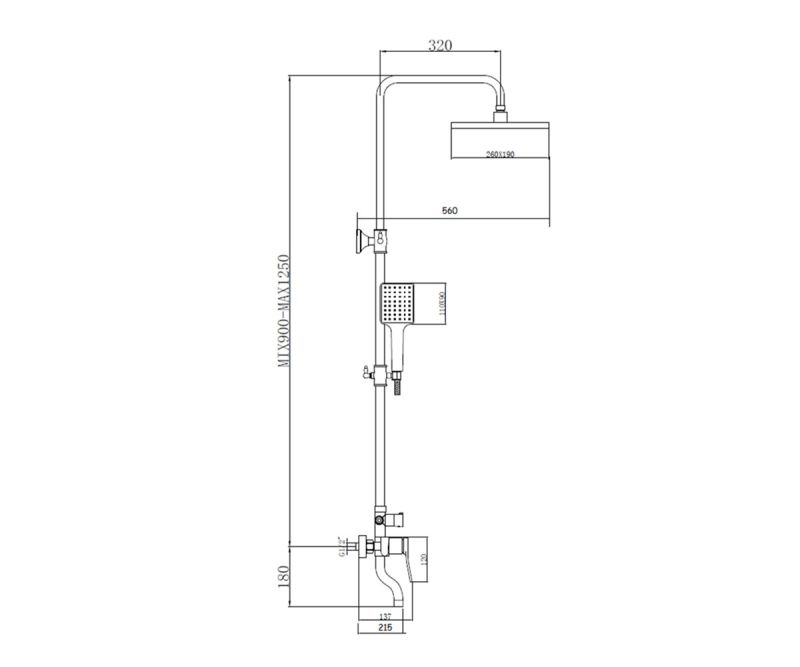 Душевая система Bronze de Luxe Element EL77CB, хром/черный, артикул EL77CB