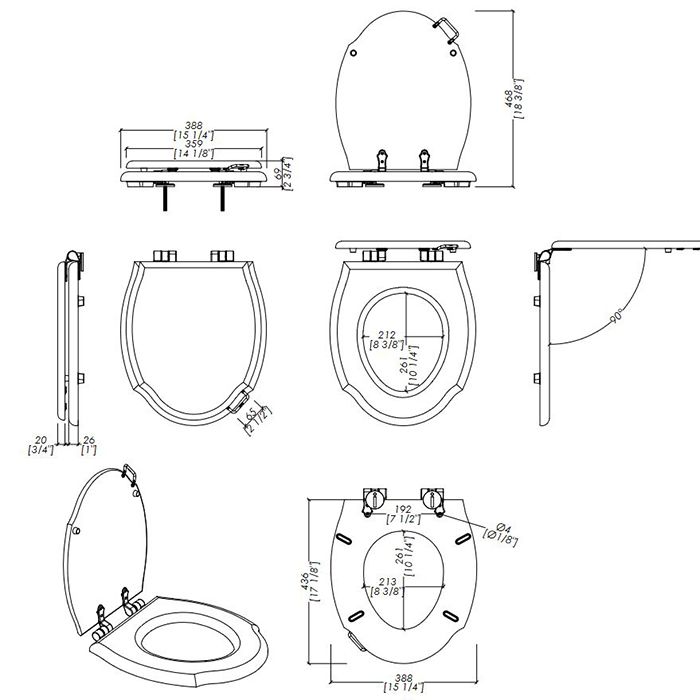 Devon Westminster Сиденье для унитаза из массива дуба, цвет: темный/петли хром