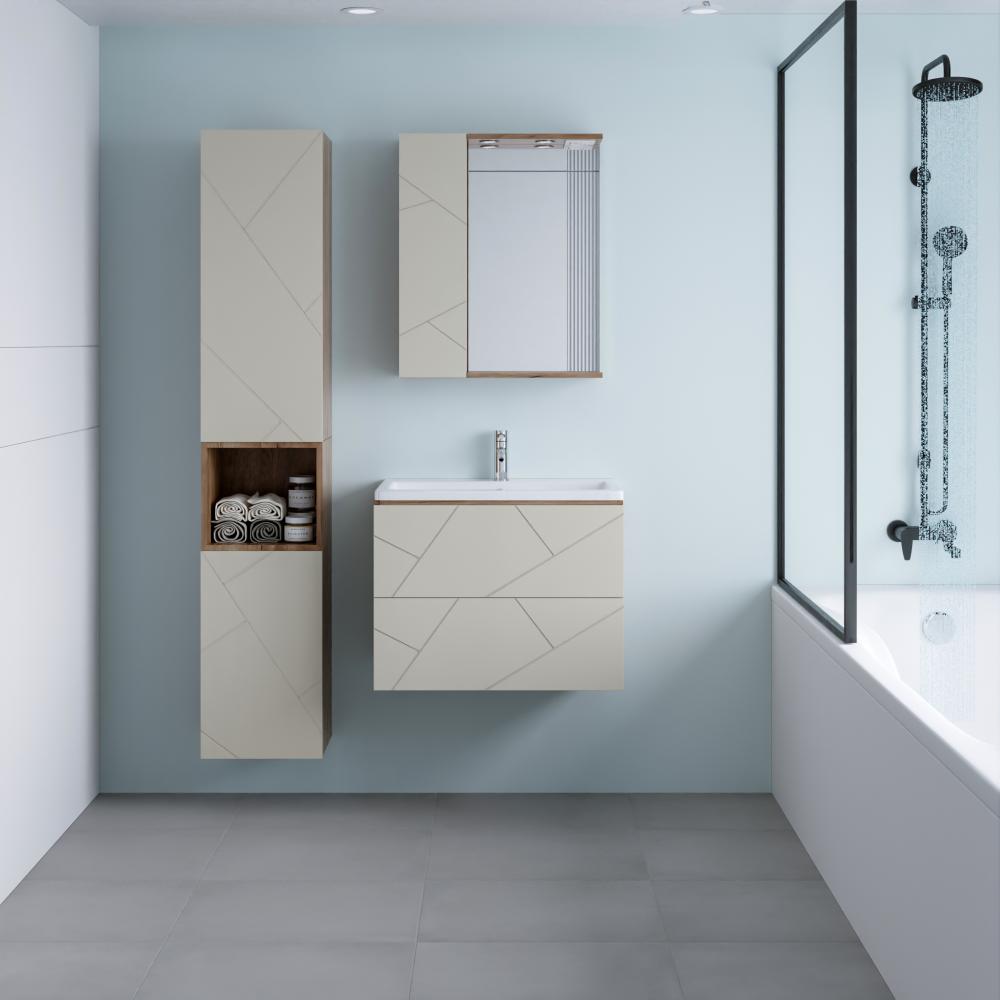 Тумба под раковину подвесная Бриклаер КРИСТАЛЛ латте, 70 см, артикул 4627125416934