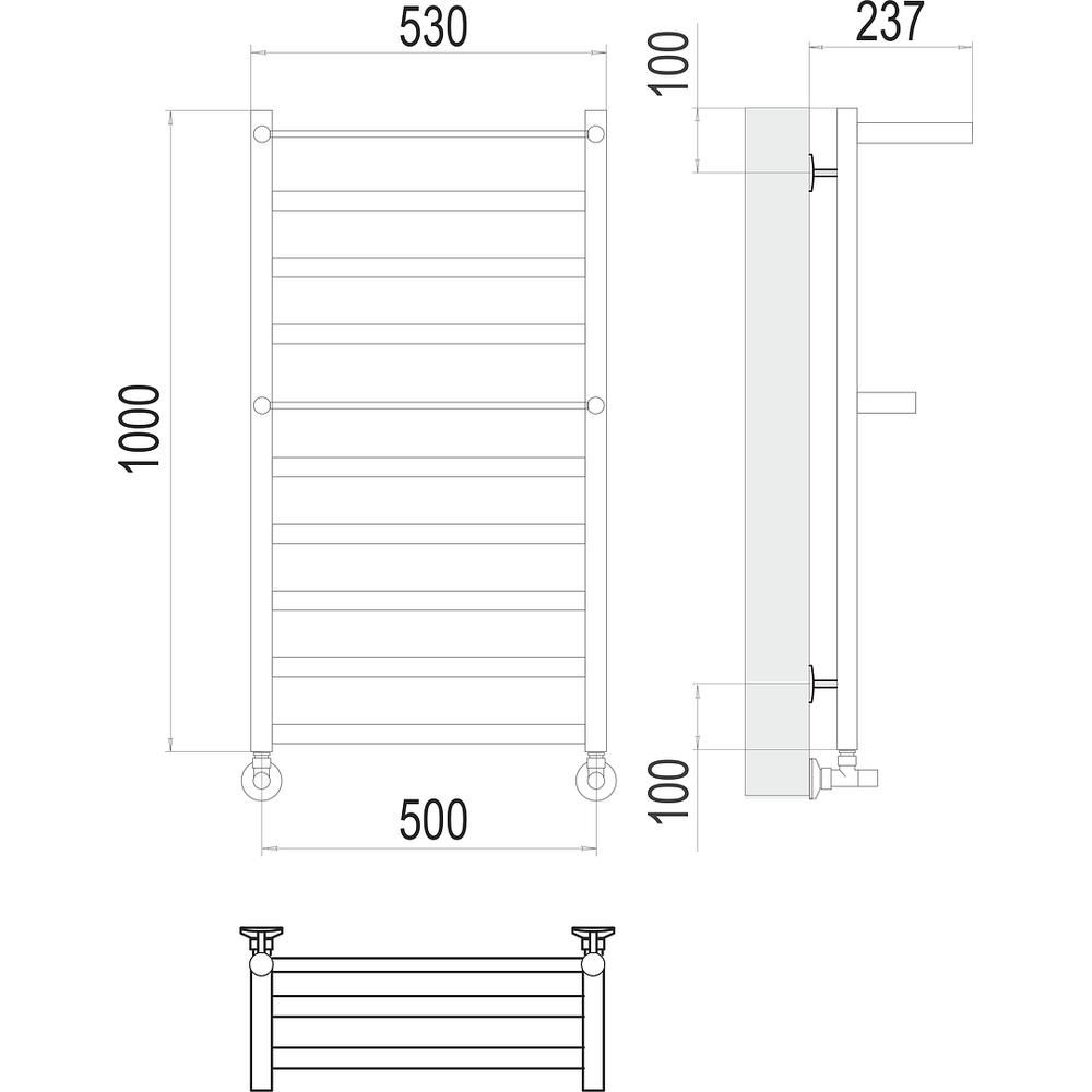 Полотенцесушитель водяной с полкой Terminus Хендрикс П10 50х100