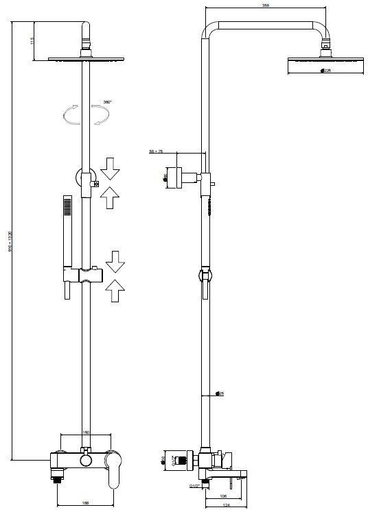 Душевая стойка Paffoni Blu ZCOL632BO белый матовый