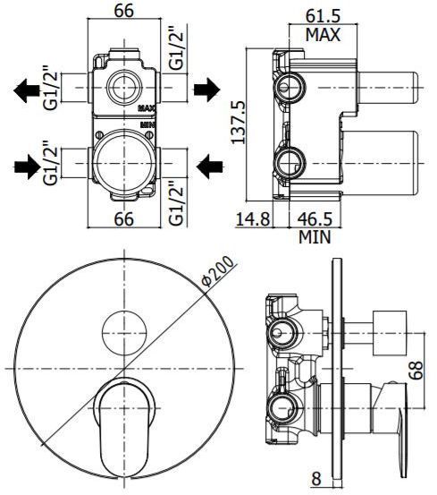 Смеситель для ванны Paffoni Candy CA018CR (с внутренней частью) хром