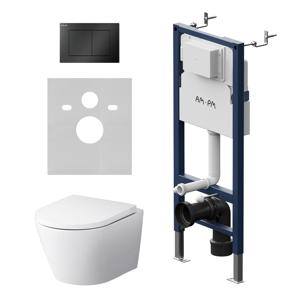IS90238.741701 Инсталляция с клав PrimeFit S, мат.черный, с подвес унит Sense FlashClean с сид м/лиф IS90238.741701 Инсталляция с клав PrimeFit S, мат.черный, с подвес унит Sense FlashClean с сид м/лиф
