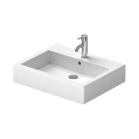 Раковина, Duravit, Vero, ширина, мм-600, глубина, мм-470, высота, мм-130, тип установки-подвесной, отверстия для смесителя-одно, перелив-есть, тип перелива-открытый, декор-без декора, материал-керамика, крепёж-необходимо заказать, цвет-белый