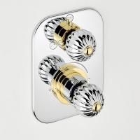 THG MANDARINE METAL Смеситель для душа встраиваемый, термостатический, с переключателем на 2 положения,  внешняя часть, цвет хром/золото