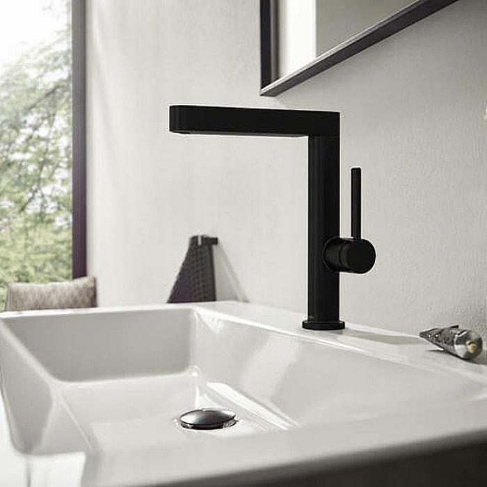 Смеситель для раковины, Hansgrohe, Finoris, тип открывания воды-однорычажный, тип регулирования воды-керамический картридж, отверстия для монтажа-1, высота, мм-248, вынос излива, мм-178, вытяжной душ, донный клапан-есть, цвет-чёрный матовый Смеситель для раковины, Hansgrohe, Finoris, тип открывания воды-однорычажный, тип регулирования воды-керамический картридж, отверстия для монтажа-1, высота, мм-248, вынос излива, мм-178, вытяжной душ, донный клапан-есть, цвет-чёрный матовый