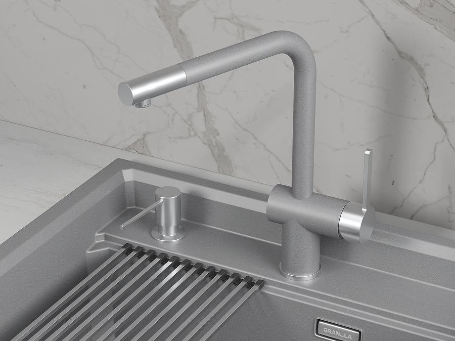 Смеситель для кухни GRANULA (5017, АЛЮМИНИУМ), артикул 5017, АЛЮМИНИУМ
