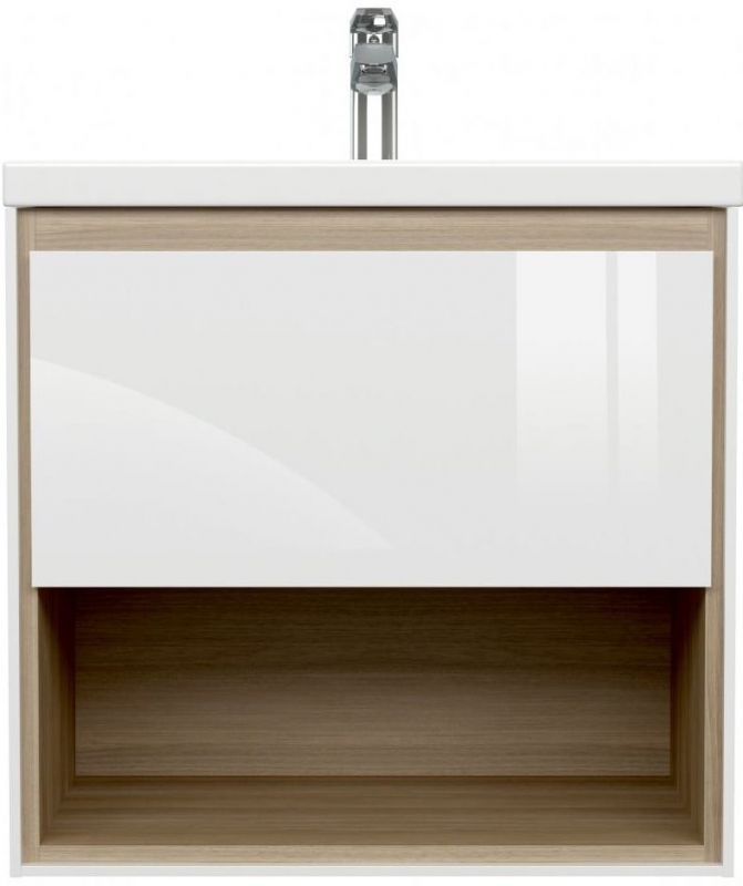 Тумба под раковину Cersanit Louna 60 SZ-LOU-CO60/Wh подвесная Белый глянец дуб Эврика, артикул SZ-LOU-CO60/Wh