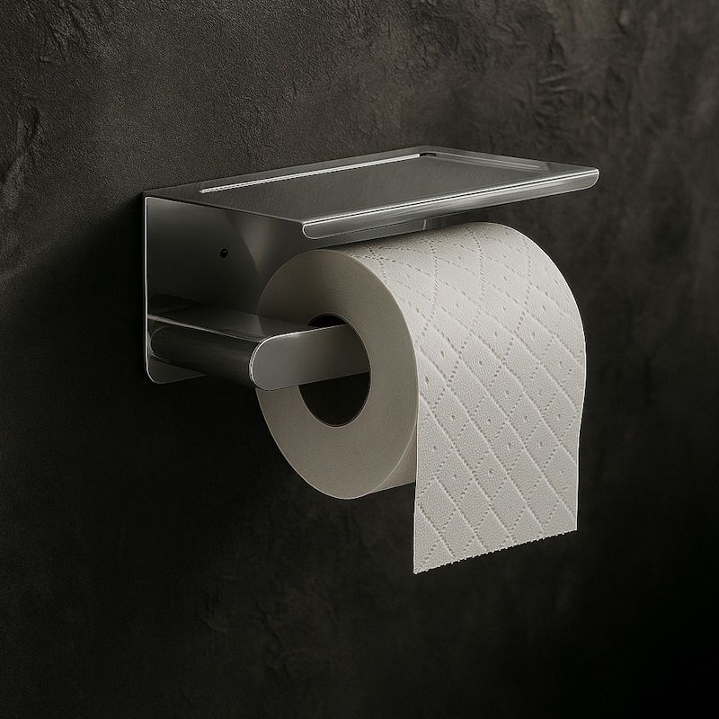 Держатель для туалетной бумаги с полочкой Knotlor PH102C, хром, артикул PH102C