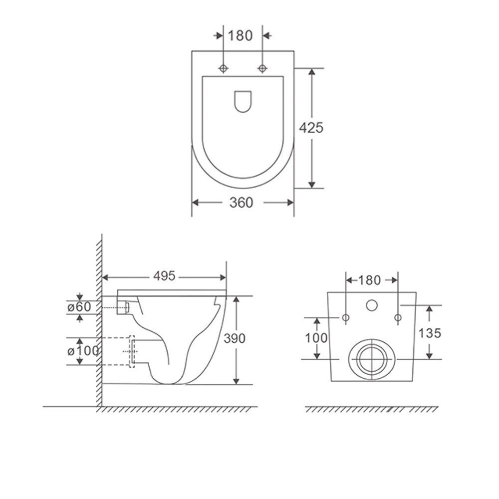 Унитаз подвесной Terminus Аврора (Торнадо 3.0) 01WM49x36W, белый
