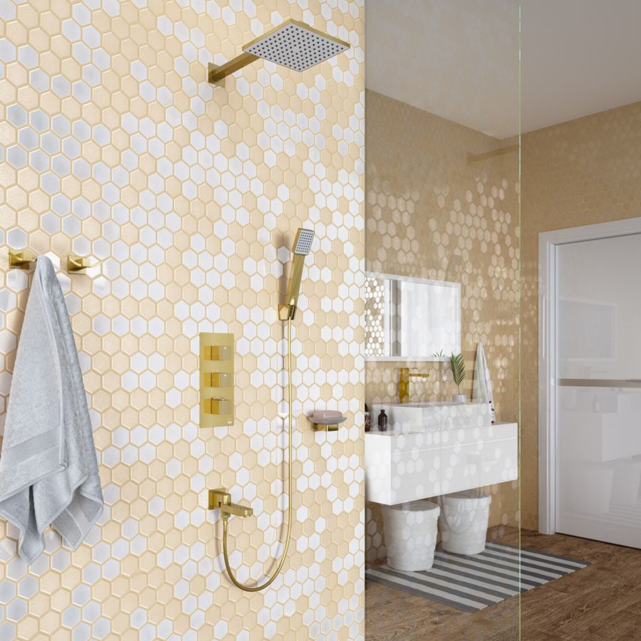 Душевая система встроенная с термостатом Timo Tetra-thermo SX-0199/17SM золото матовое, артикул SX-0199/17SM