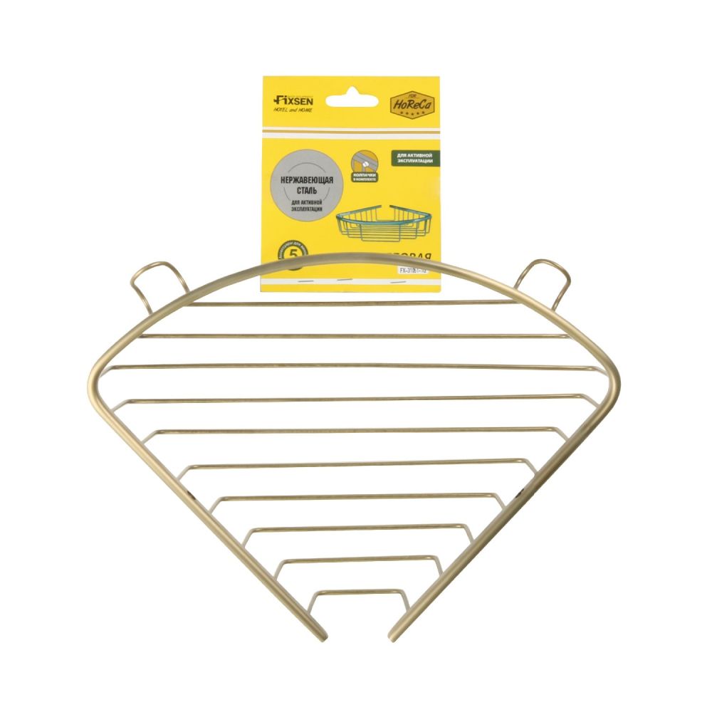 Полка металличеcкая угловая FIXSEN HOTEL FX-31051-1G, золотой сатин, артикул FX-31051-1G