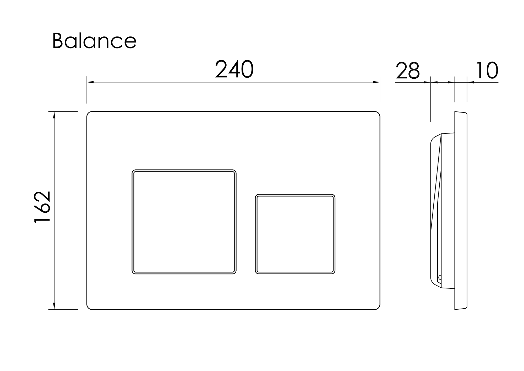 Кнопка смыва Баланс (Balance), клавиши Квадрат (Square), цвет хром глянцевый, арт. CN12-002CH, артикул CN12-002CH