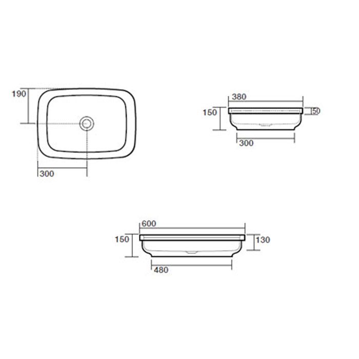 Kerasan Tribeca Раковина встраиваемая/накладная 60х38см, без отверстия под смеситель, цвет: белый