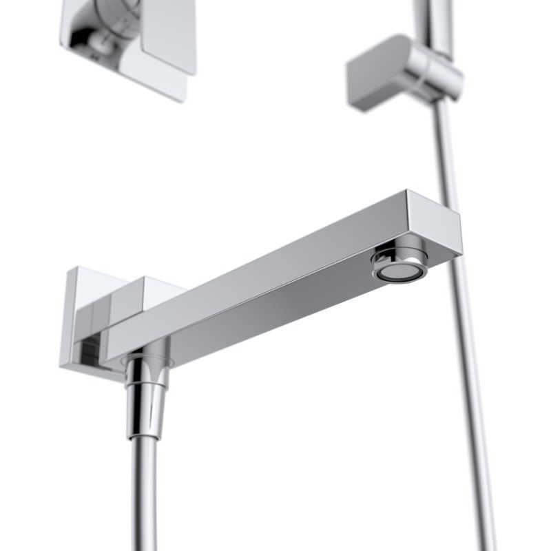 DUE Душевой комплект встраиваемый с изливом (смеситель встраиваемый, верхний душ, ручной душ со шлангом, штуцер с держателем), оруж.сталь DUE-VDSET-GM, артикул DUE-VDSET-GM