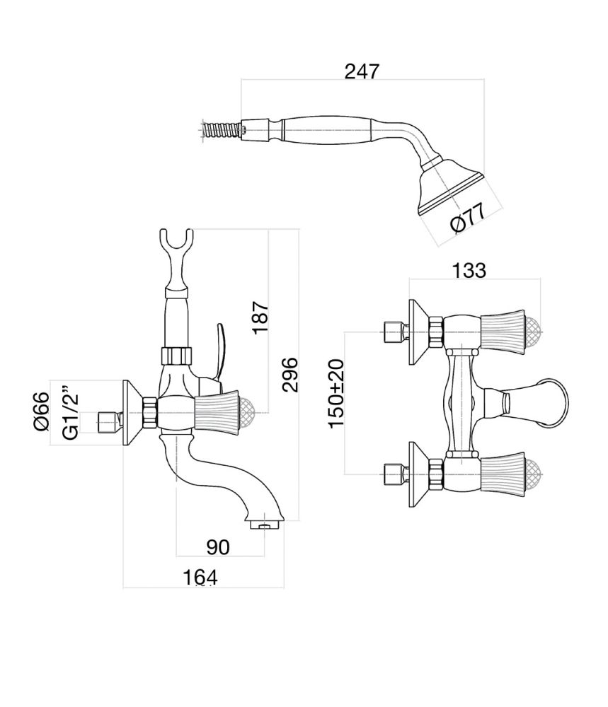 Смеситель для ванны Fiore VENERE SKY (SWAROVSKI®) 13OO0600, золото