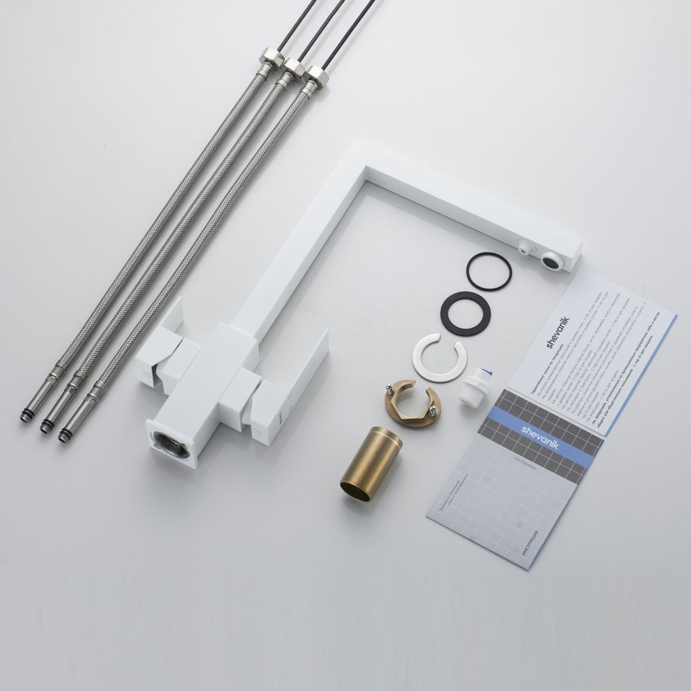 Смеситель для кухни с подключением фильтра Shevanik S148C, белый