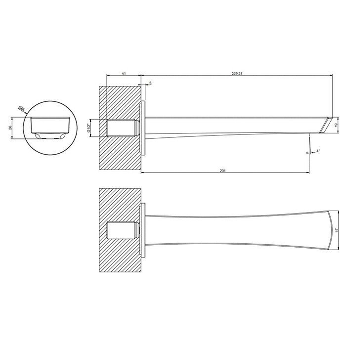Gessi Ventaglio Излив  для ванны настенный, цвет Warm Bronze Br. PVD