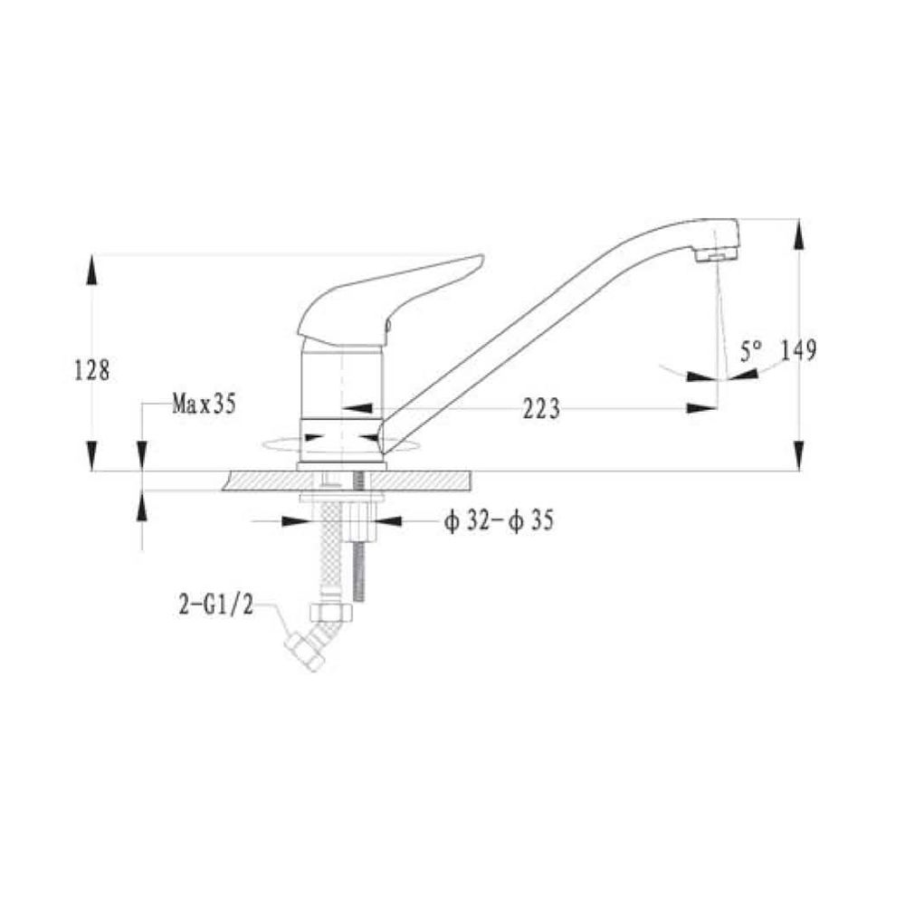 Смеситель для кухни GranFest 2124, иней, артикул 2124 иней
