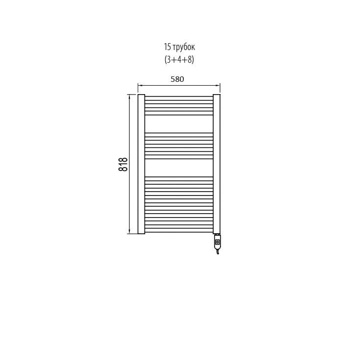 Irsap Ares Полотенцесушитель эл-ий 580x818x30мм (15 трубок-2 промежутка), мощность: 400 ватт, с выключателем белым, провод: 1200мм, цвет: белый (01), артикул EIS058I01IR01NNN03